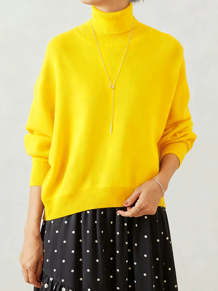 【尾州の百年の織物工場製作】タートルネック ドルマンスリーブ ニット