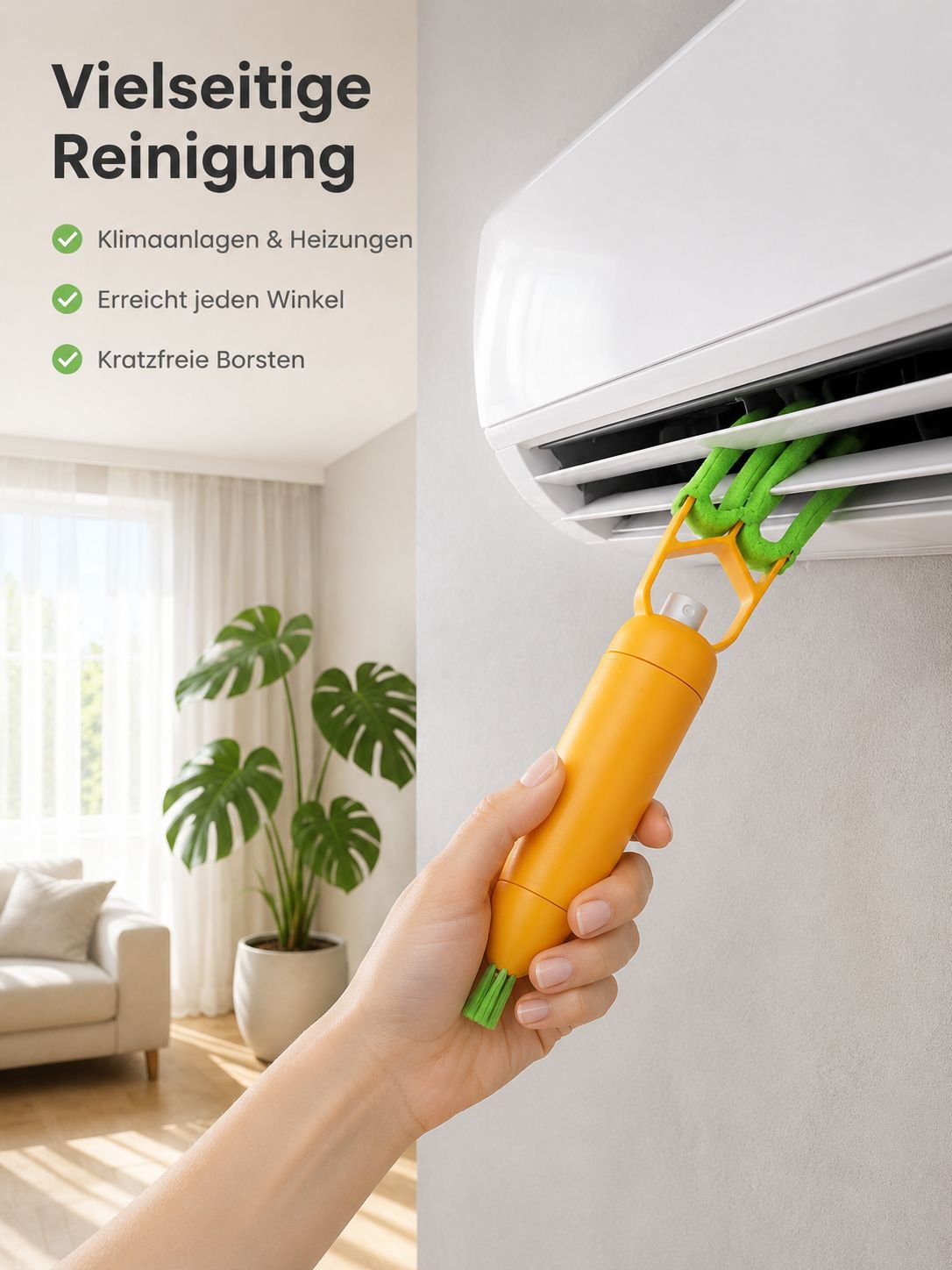 3-in-1 Klimaanlagen-Reinigungsbürste, abnehmbar, für Lüftungsschlitze und Lamellen