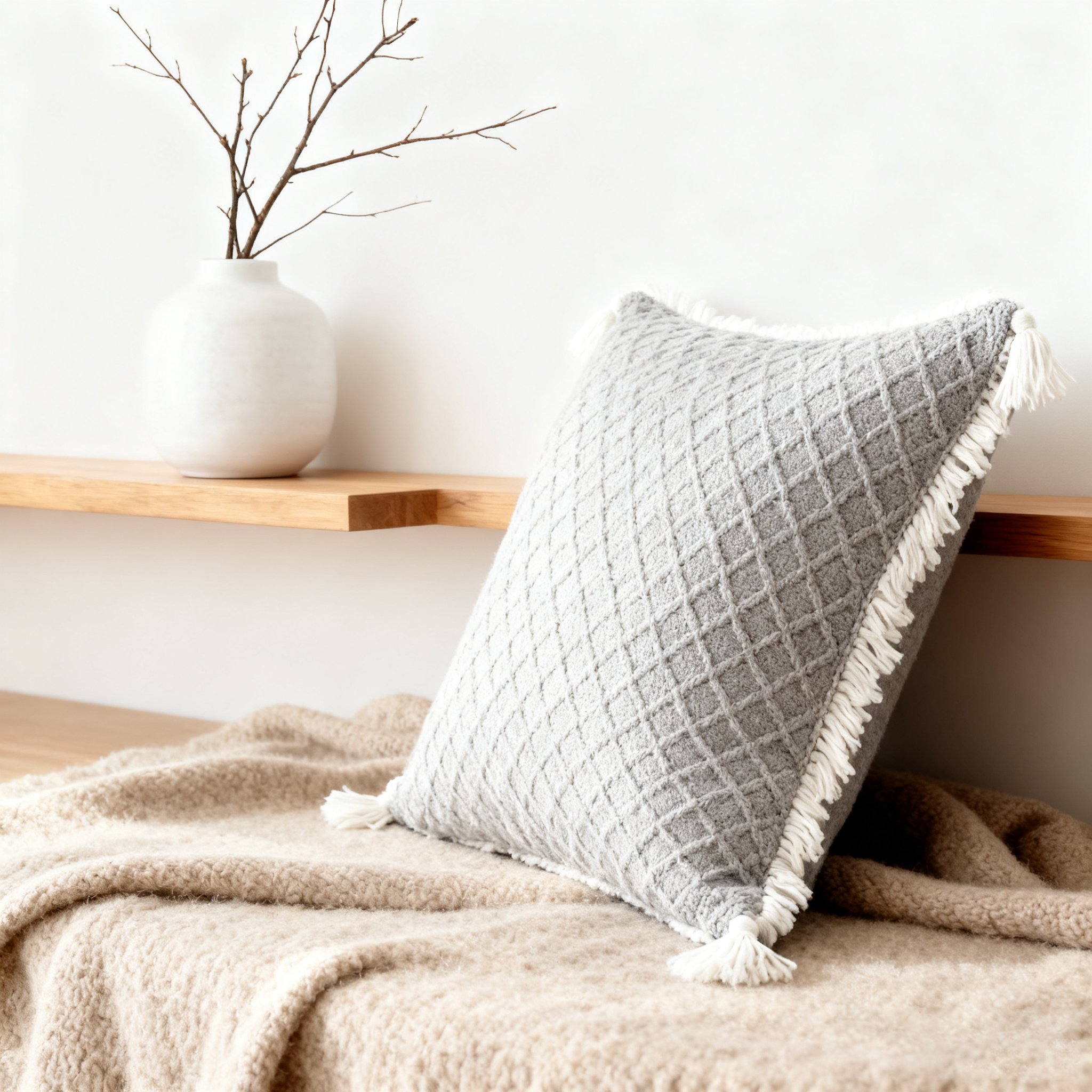 핸드메이드 뜨개질 베개의 부드러운 촉감