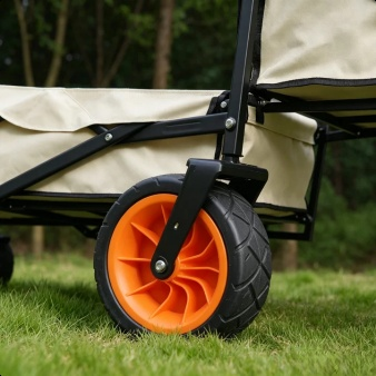 Outdoor utility wagon carrying camping gear