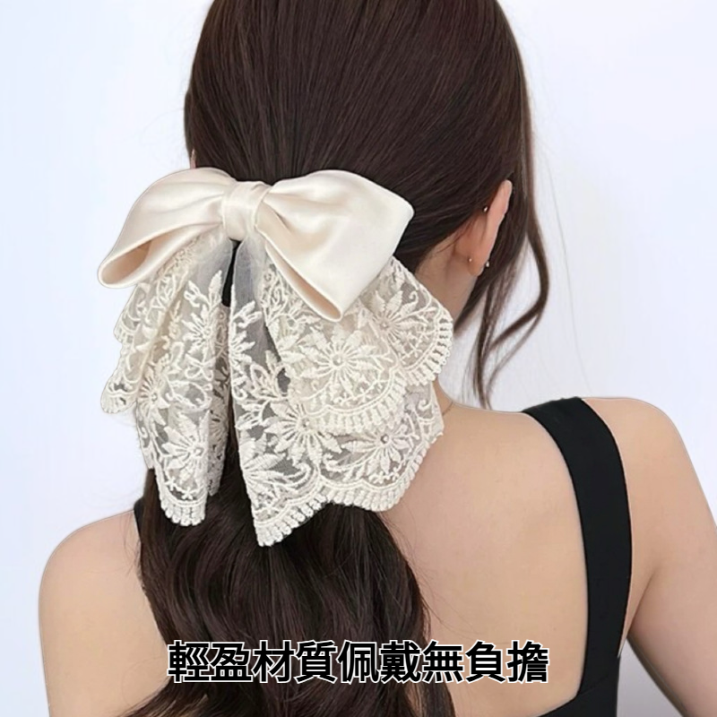 蕾絲蝴蝶結馬尾髮夾正面展示