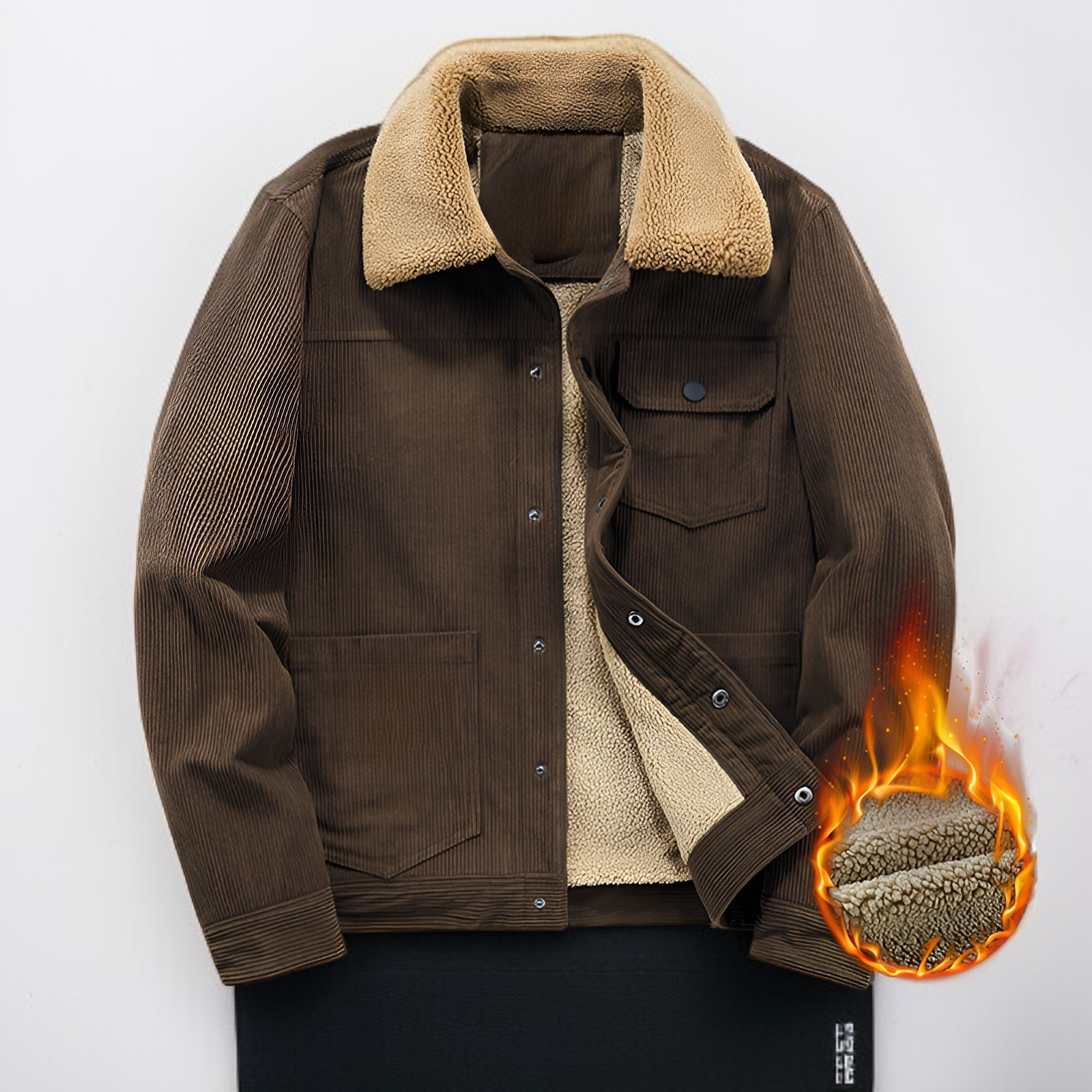 屋外で着用する防寒メンズジャケット