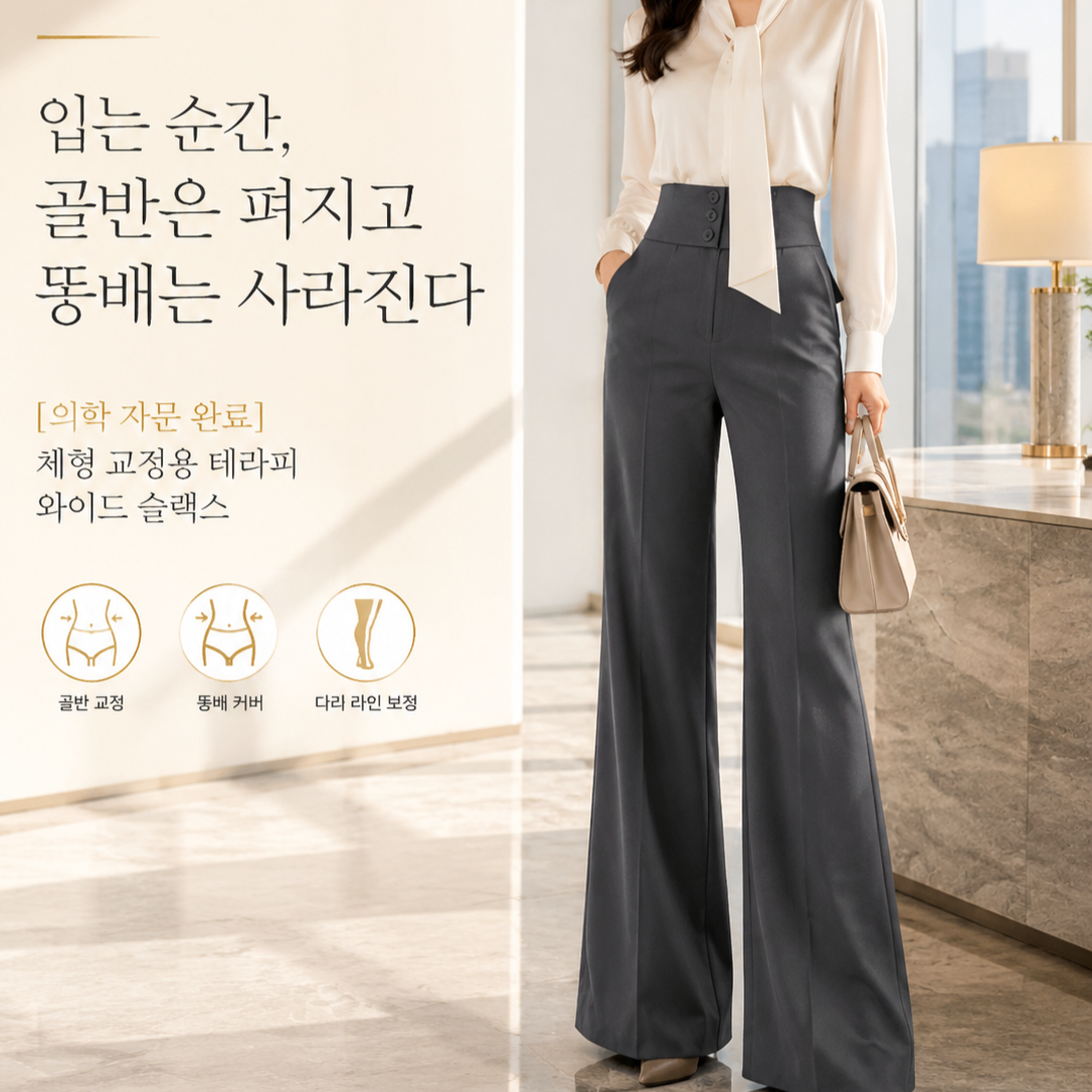 [슬리밍, 복부 보정, 키 커짐, 주름 방지] 우아한 슬림핏 플레어 정장 바지