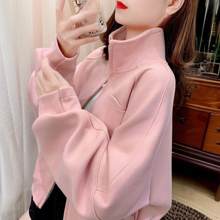 おしゃれで万能なルーズハイネックショート丈レディーススウェット