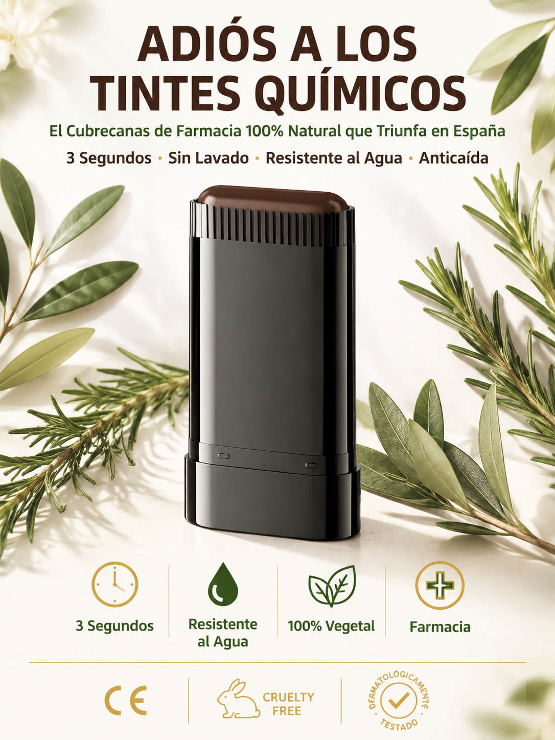 Cubre canas en 3s y frena la caída. Stick 100% vegetal resistente al agua. ¡Hoy 2x1!