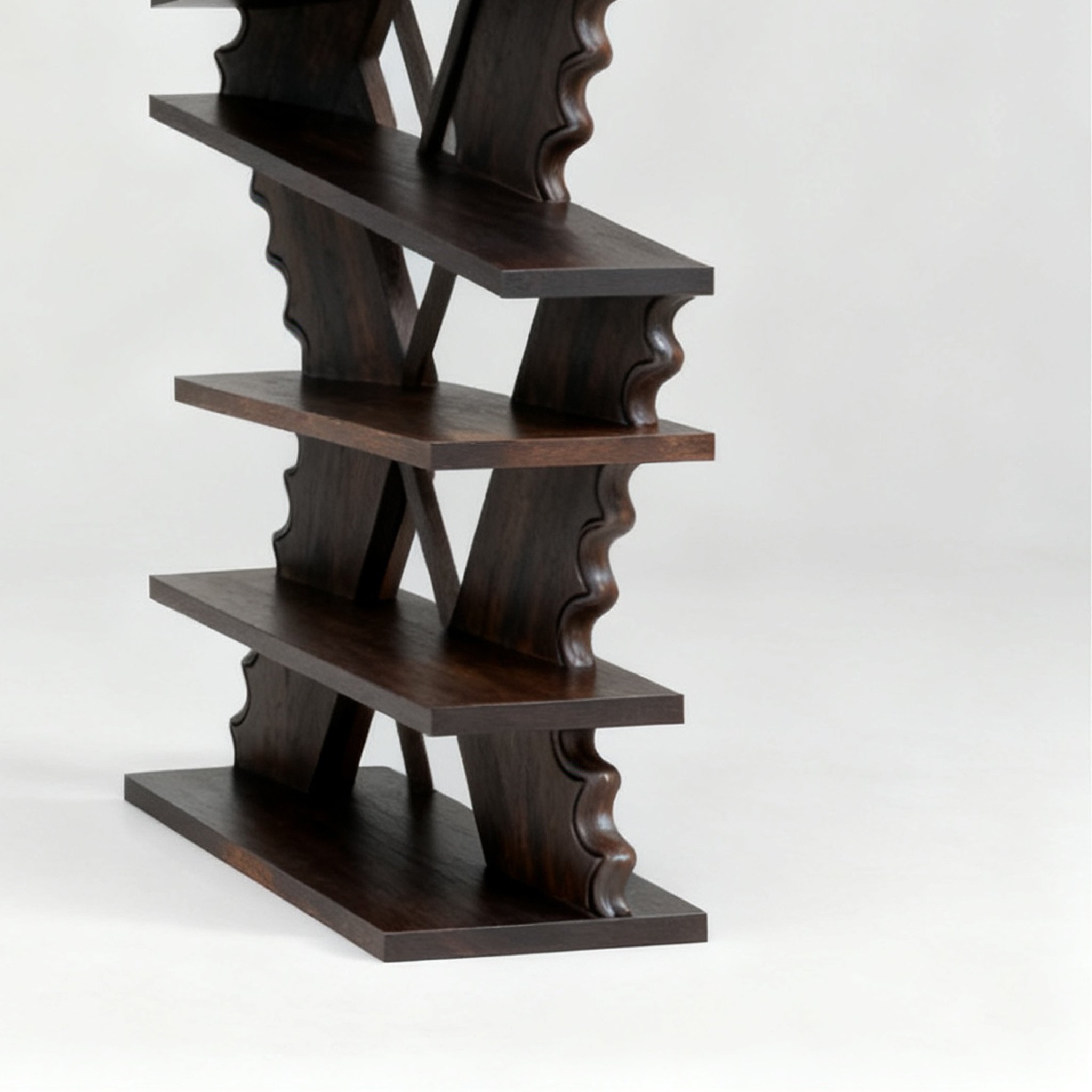 ชั้นวางหนังสือไม้ลายแกะสลักทันสมัย