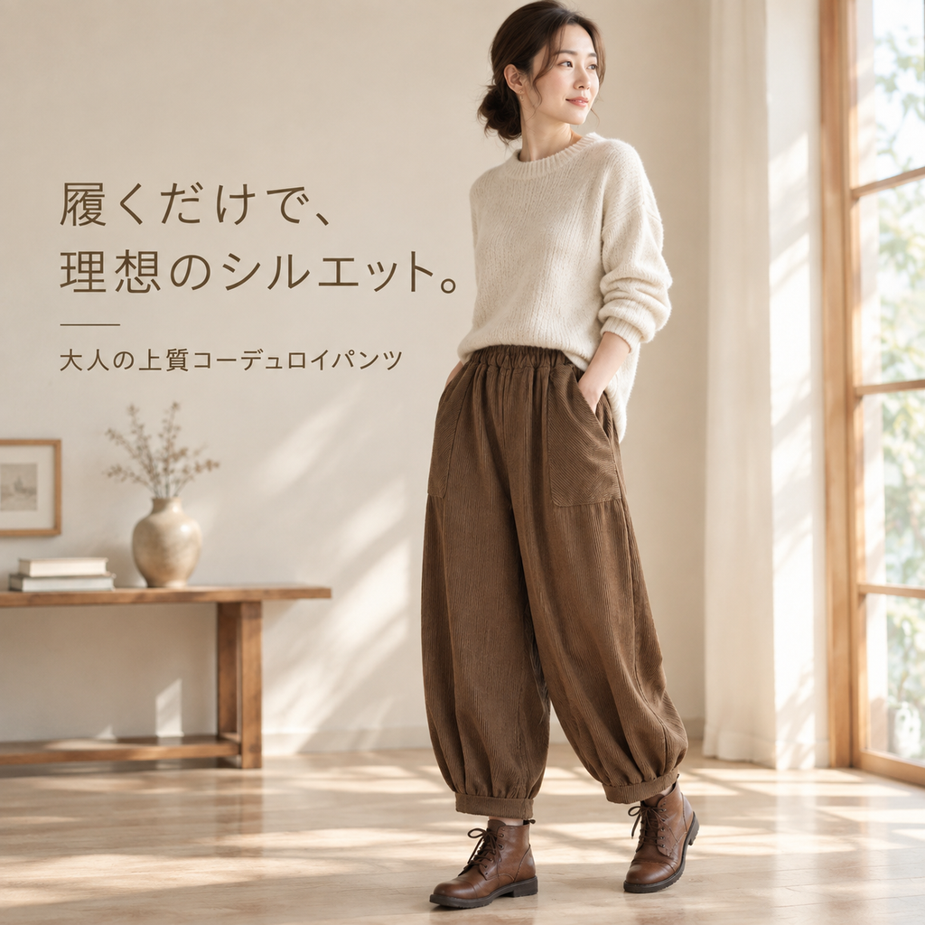 春秋冬向け 新作 コーデュロイ 女性用 ハーレムパンツ