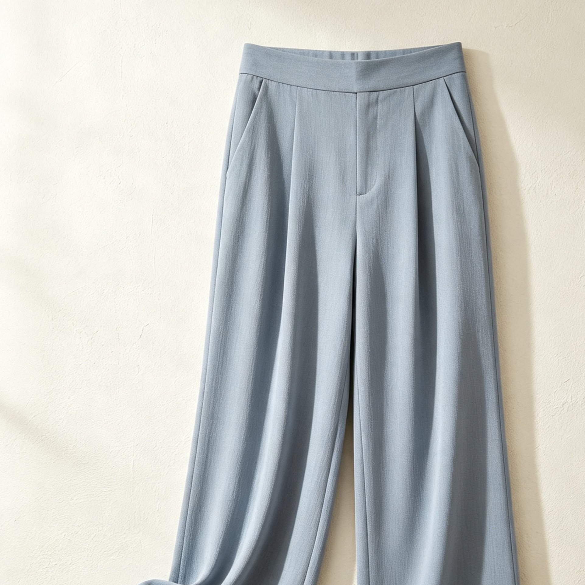 ハイウエストのワイドレッグパンツ