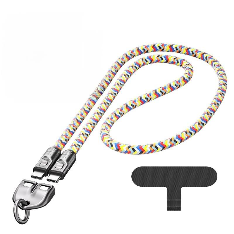 Dual-purpose phone lanyard and data cable