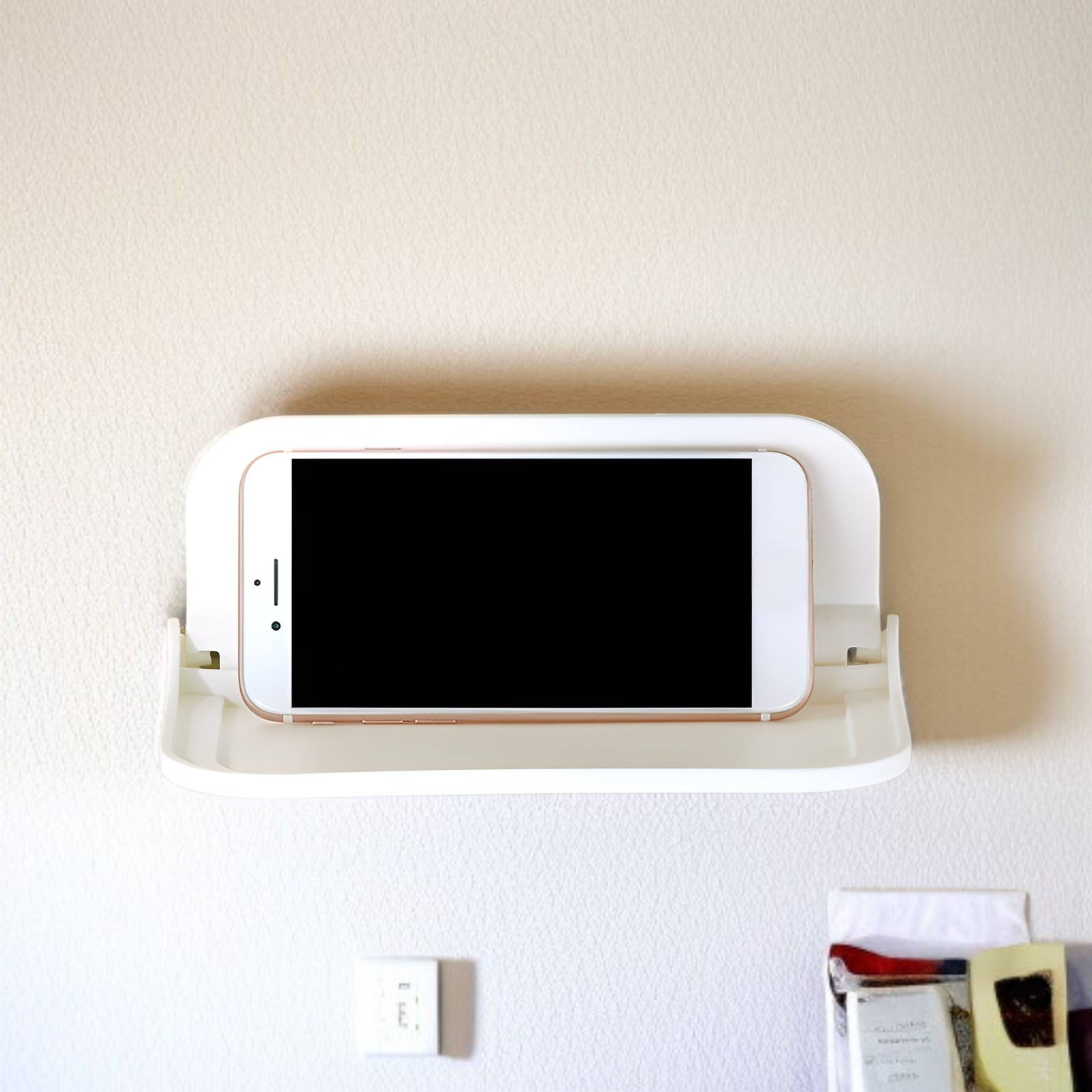 ベッドサイド収納ラック 壁掛け式 折りたたみボード 浴室トイレ収納 パンチングなし 壁掛け式