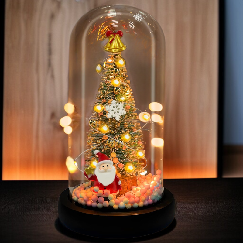 クリスマスツリーのデスクトップの装飾、光るガラスカバー、ナイトライト、デスクトップの装飾、クリエイティブなクリスマスプレゼント