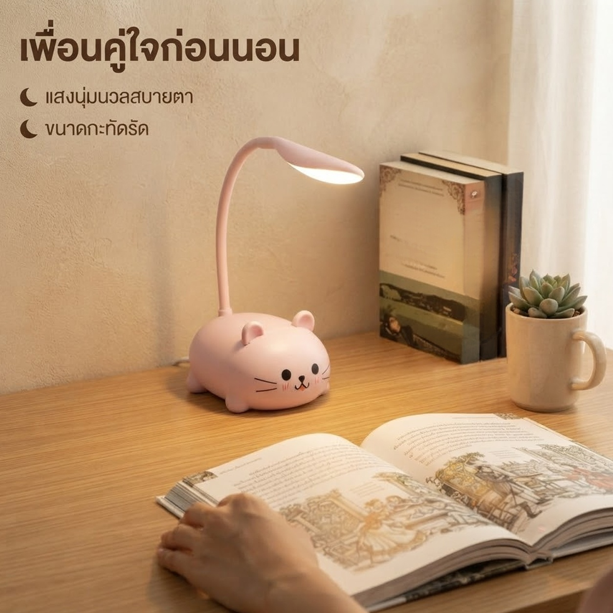 โคมไฟตั้งโต๊ะหัวเตียงน่ารัก สำหรับอ่านหนังสือและเรียน