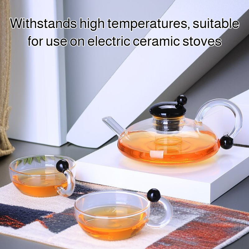 Thickened borosilicate glass teapot with ergonomic handle