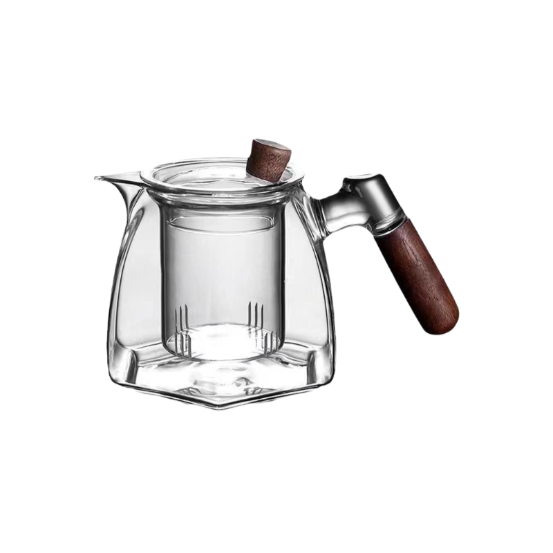 ガラス製の六角形ティーポット