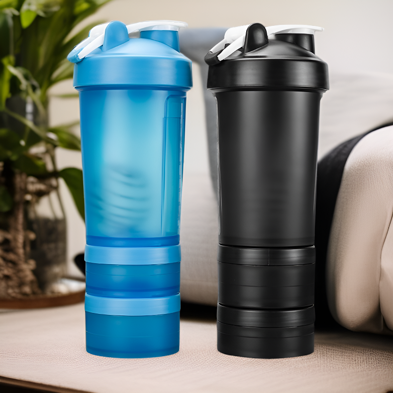 Multi-Layer Protein Shaker Cup Fitness Water Bottle