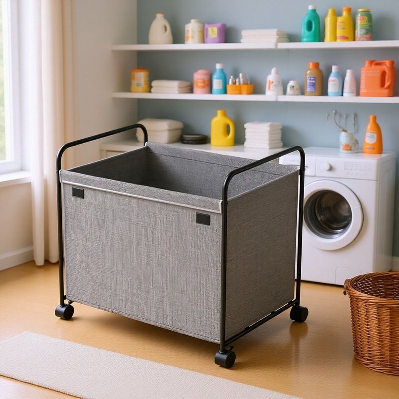 多機能可動式汚れた衣類バスケット全体画像