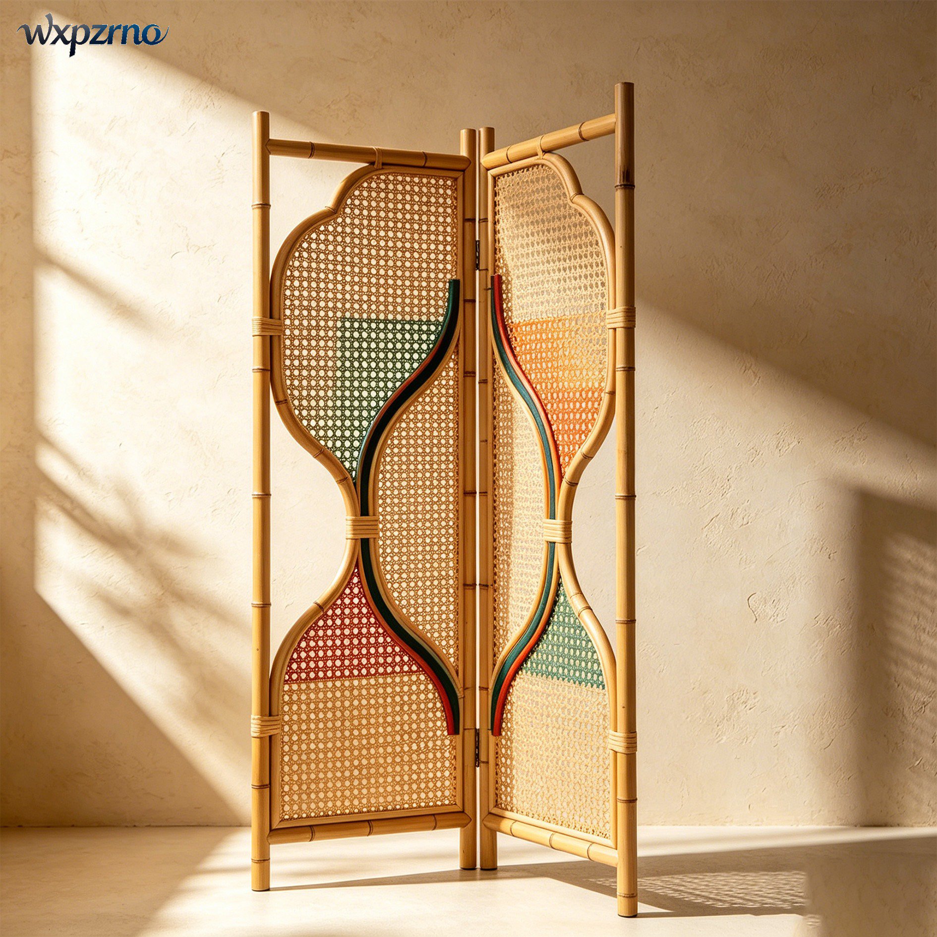 Two-panel rattan screen