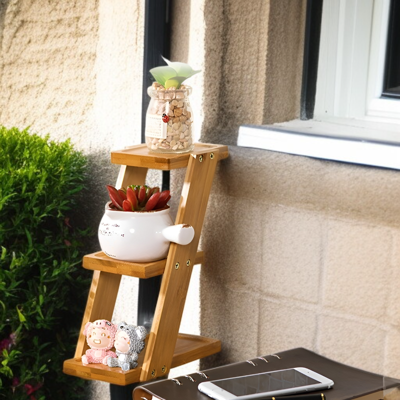 竹製デスクトップフラワースタンド正面画像