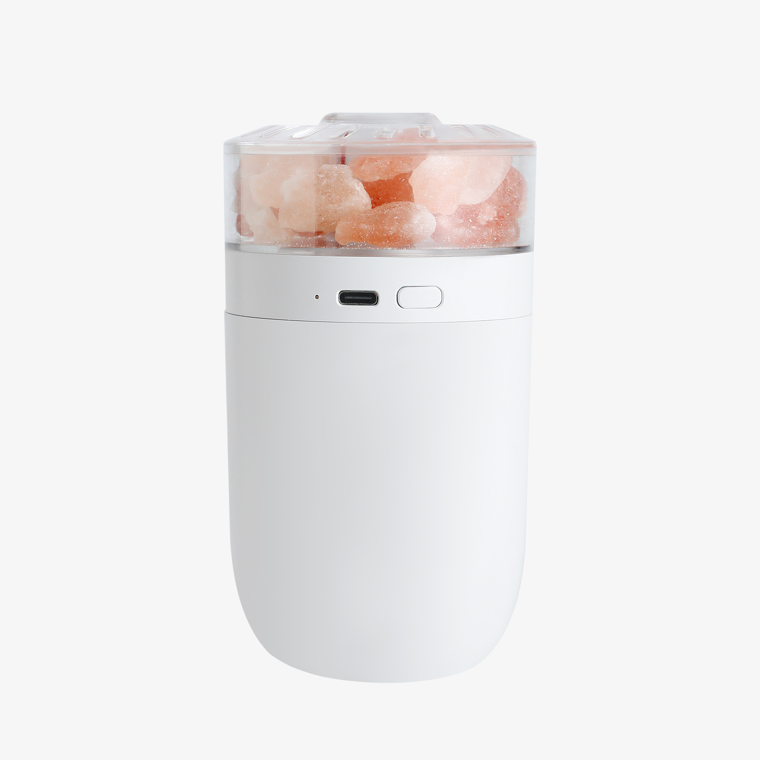 Wireless Charging Car Salt Lamp Humidifier with Colorful Ambient Light