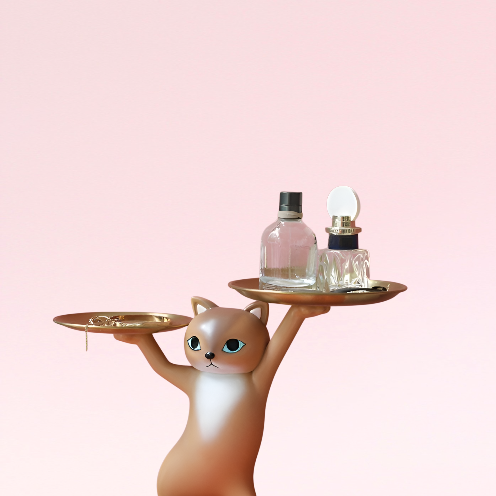 Elegantes Katzen-Deko-Tablett für Schlüssel und Schmuck – Verspieltes Wohnaccessoire für den Tisch