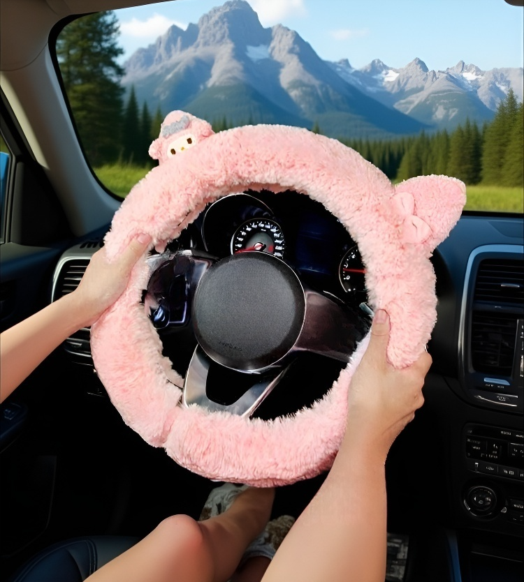 Easy-to-install steering wheel cover for women