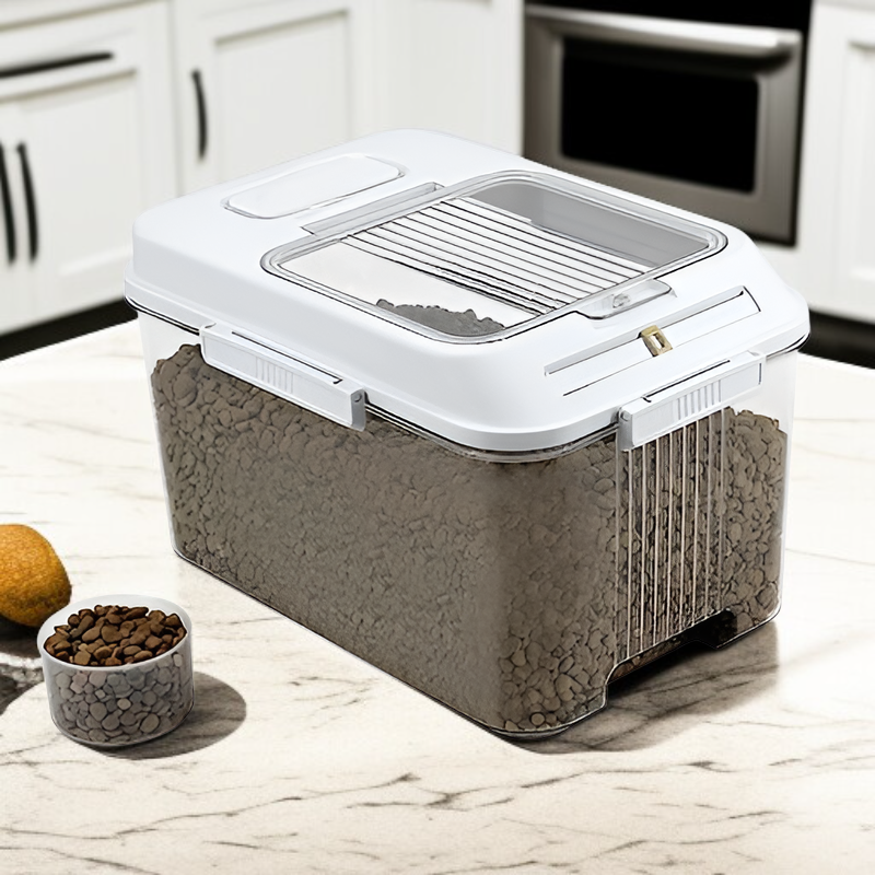 대용량 투명 쌀통 자석 타이머 부착 밀폐 방습 방충 주방 쌀 보관함
