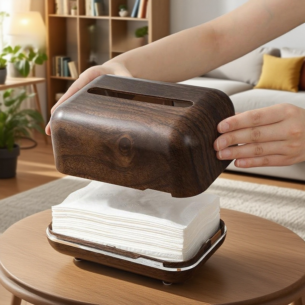 탁상 호두나무 종이 뽑기 상자