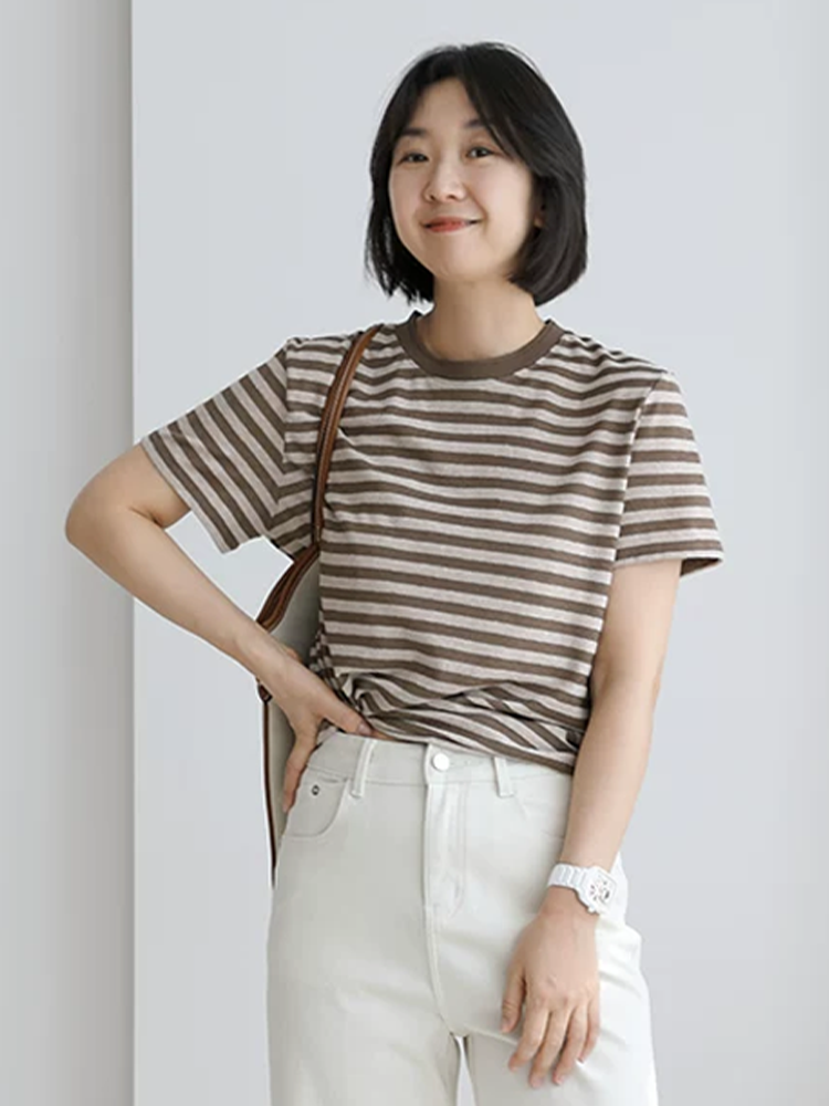 ヴィンテージストライプウォッシュド半袖Tシャツ