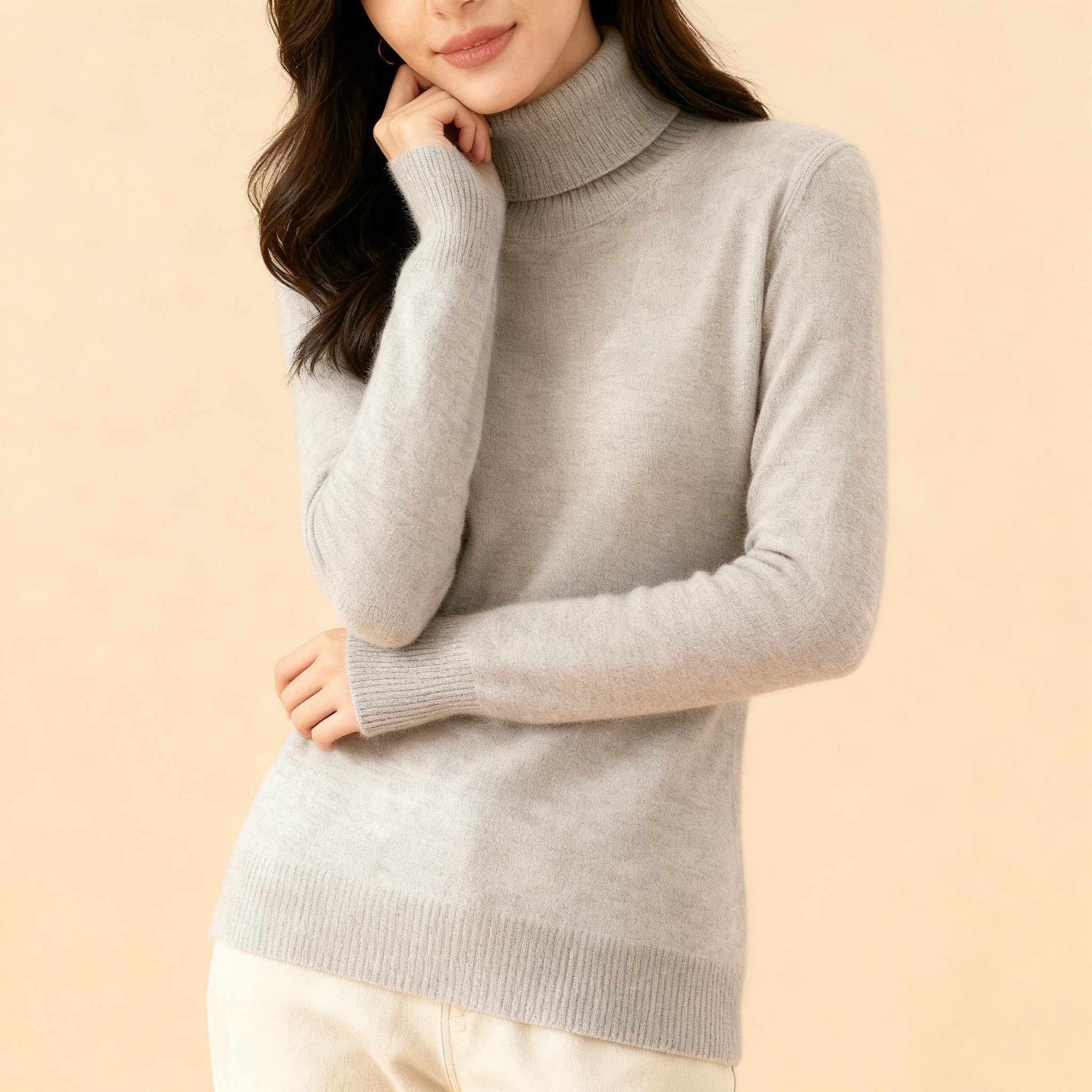 여성용 하이넥 스웨터