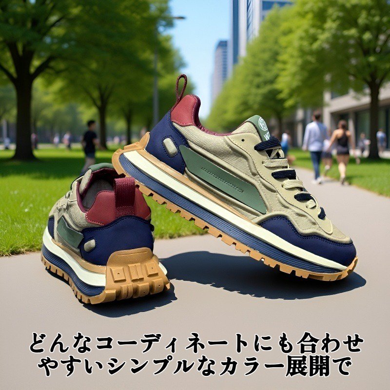 厚底デザインのメンズスニーカーサイドビュー