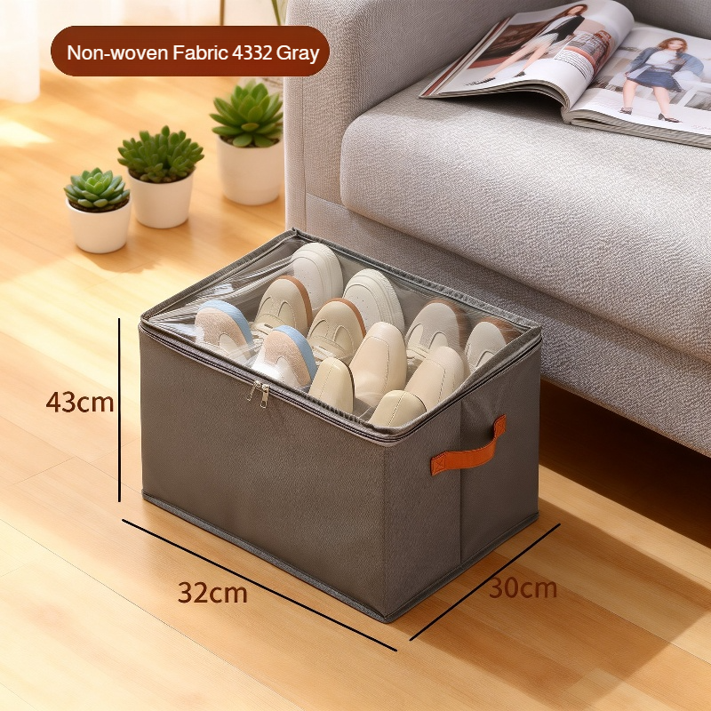 Shoe Organizer Box with Lid, Foldable Fabric, Dust and Moisture Proof