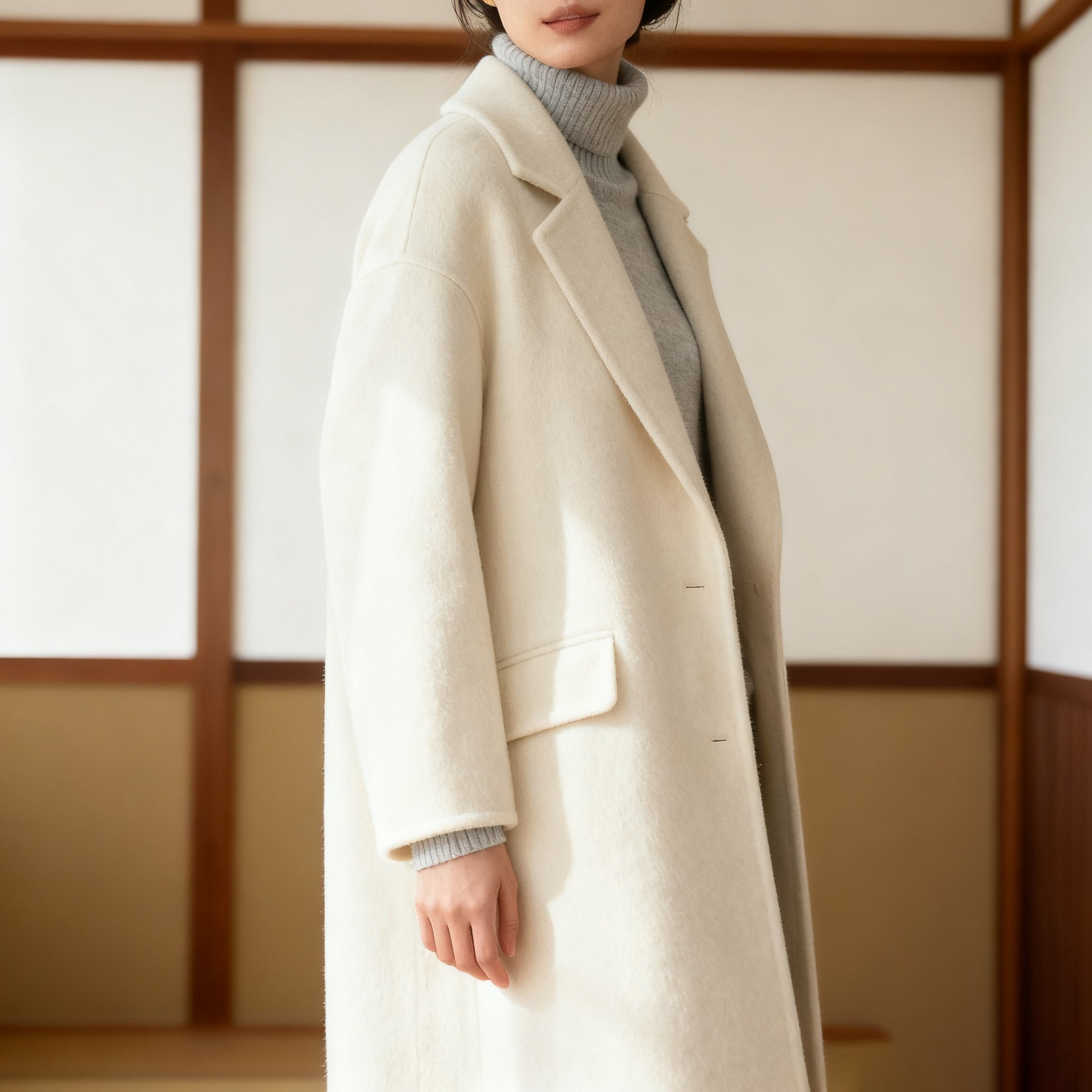 ミディアム丈のスーツスタイルコート