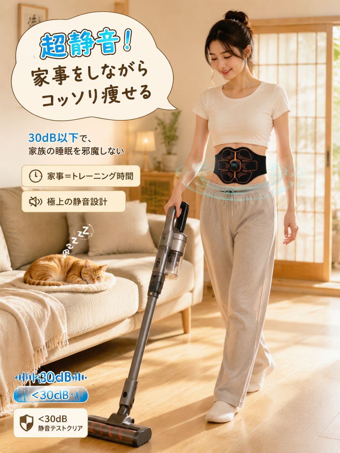 EMSスマート腹筋パッド 8パック筋トレベルト
