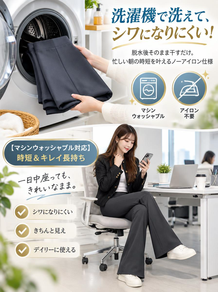 微フレアきれいめカジュアルパンツ