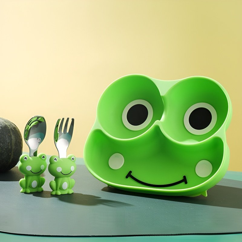 Baby Partition Cartoon Frog Silicone Plate