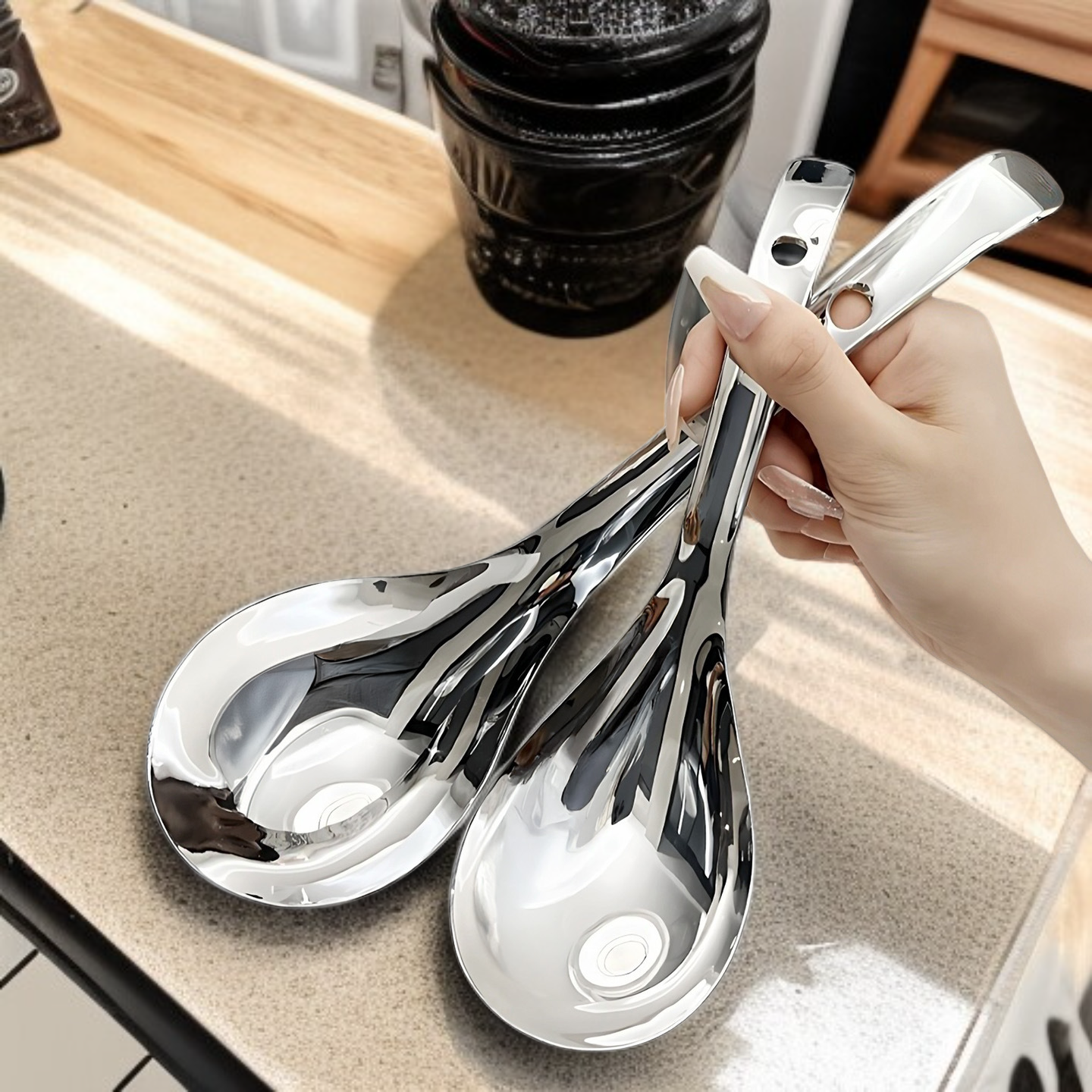 Household Rice Spoon Spoon 304 Stainless Steel Thickened Household Food Grade
