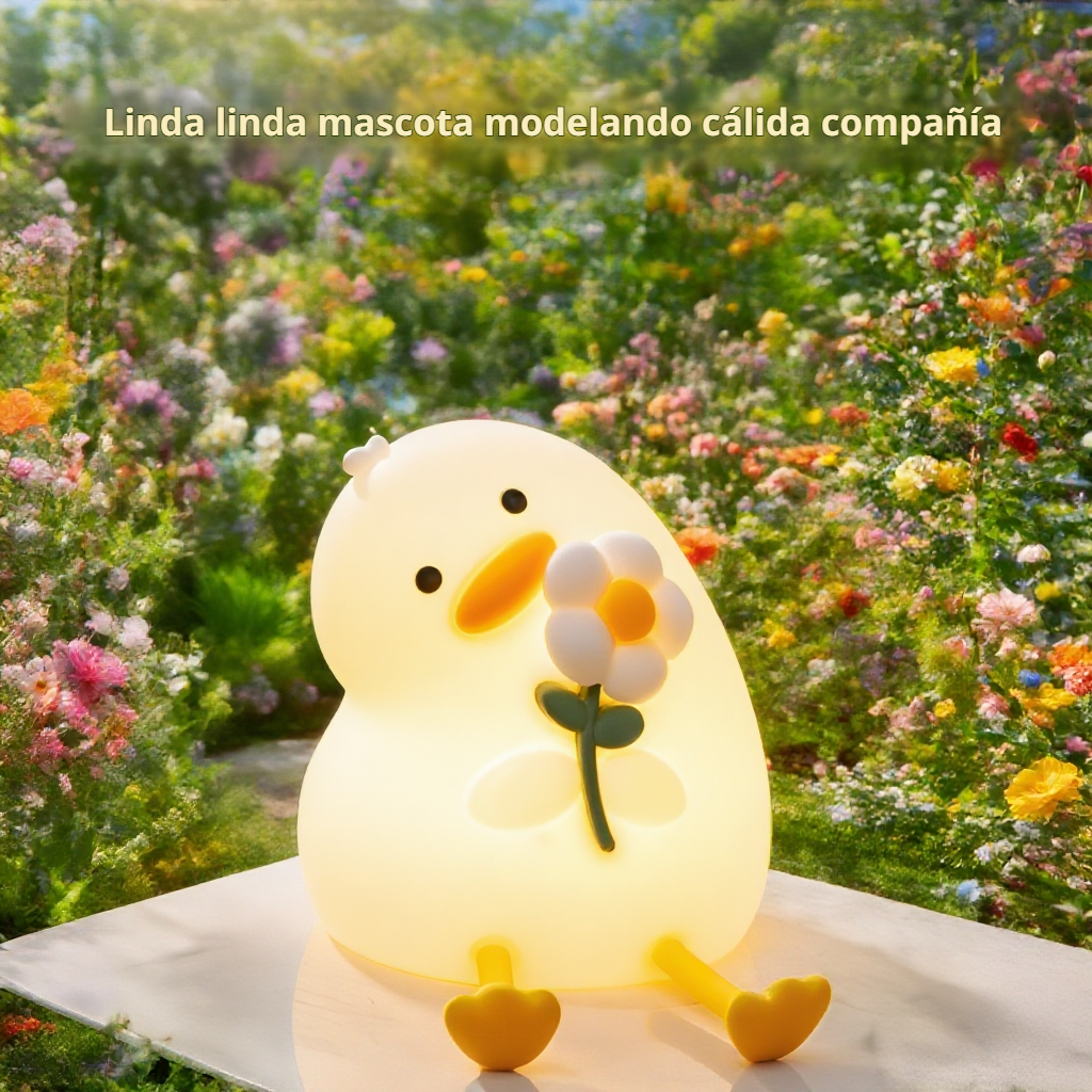Luz de noche pato florido, decoración de mesita de noche USB, regalo original de cumpleaños