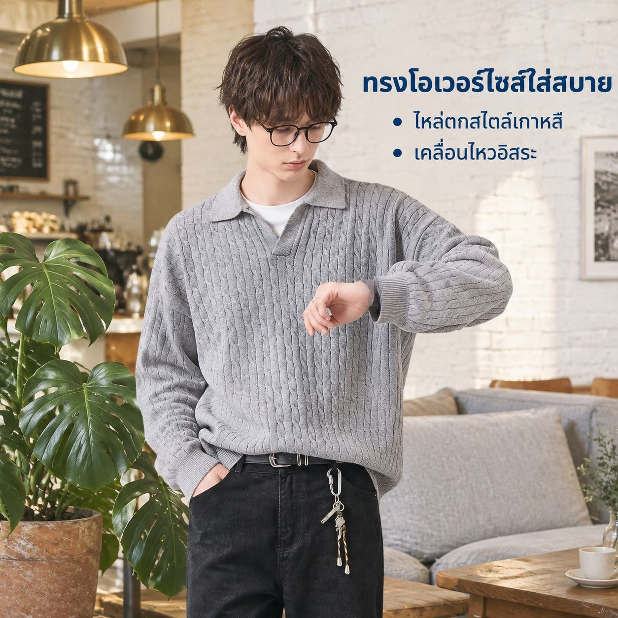 เสื้อกันหนาวผู้ชายคอปกถักลายแฟชั่นสำหรับฤดูใบไม้ร่วงและฤดูหนาว