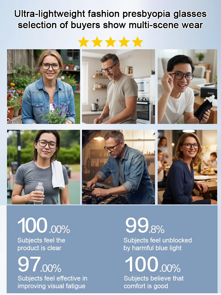 Ultra-light comfortable anti-blue light folding reading glasses