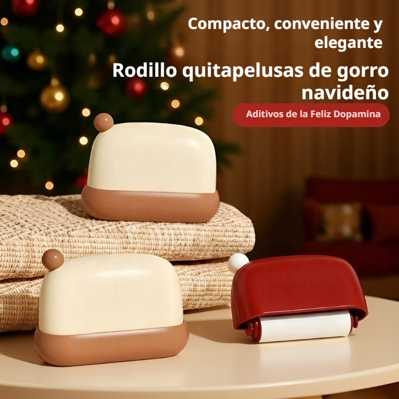 Mini Rodillo Adhesivo para Ropa, Removedor de Pelos con Diseño Navideño