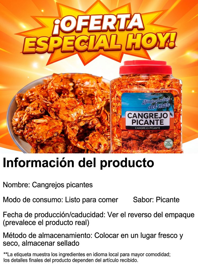 Snack de cangrejo pequeño japonés bajo en grasa, dulce y salado, devolución incluso abierto