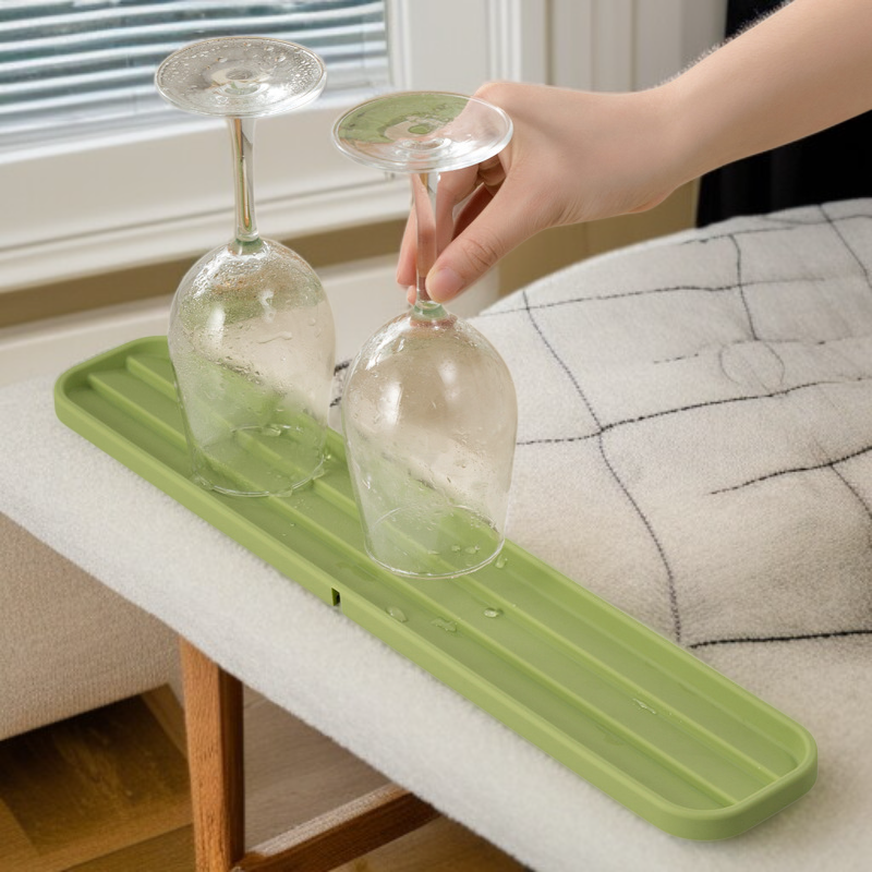 Alfombrilla de drenaje y almacenamiento de silicona multifuncional para tapas de ollas