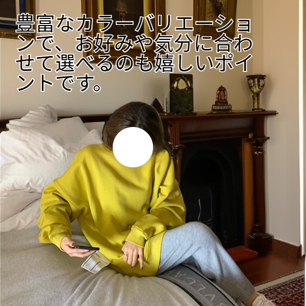 女性用ラウンドネック スウェットシャツ ゆったり大きいサイズ