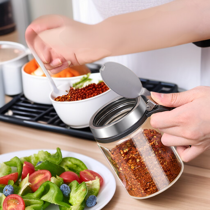 주방 가정용 세트 유리 양념통 방습 스텐 양념병 스푼 양념통 세트