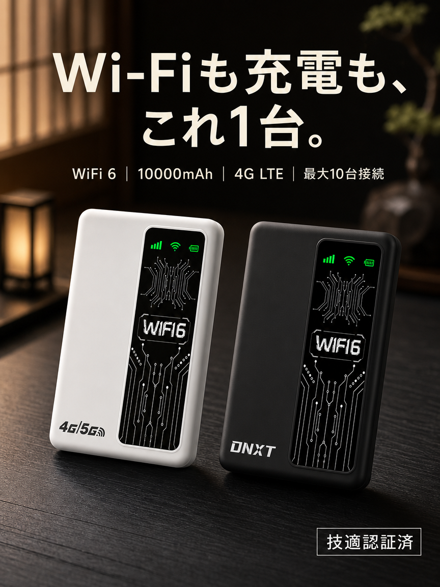 ポータブルWi-Fi搭載のポータブル電源