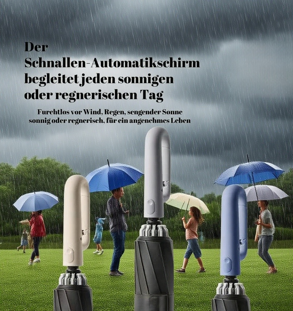 Automatischer Schnallenschirm mit umgekehrtem Faltdesign für Sonne und Regen