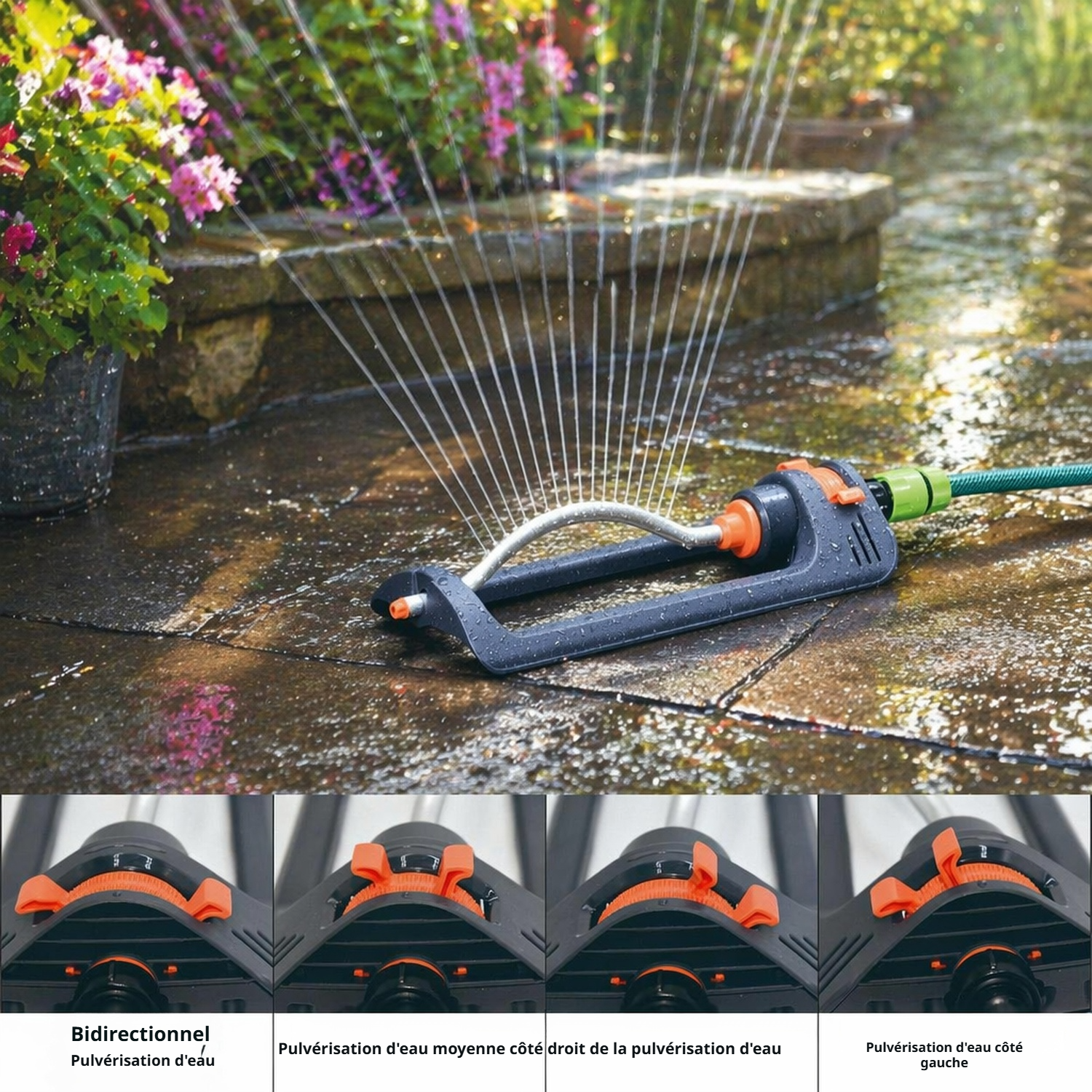 Arroseur oscillant automatique 180° à 19 trous pour irrigation de jardin