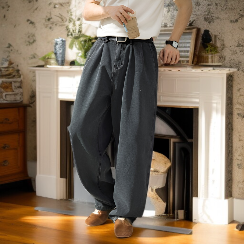 ヴィンテージウォッシュ メンズ ジーンズ 大きいサイズ ゆったりストレートパンツ