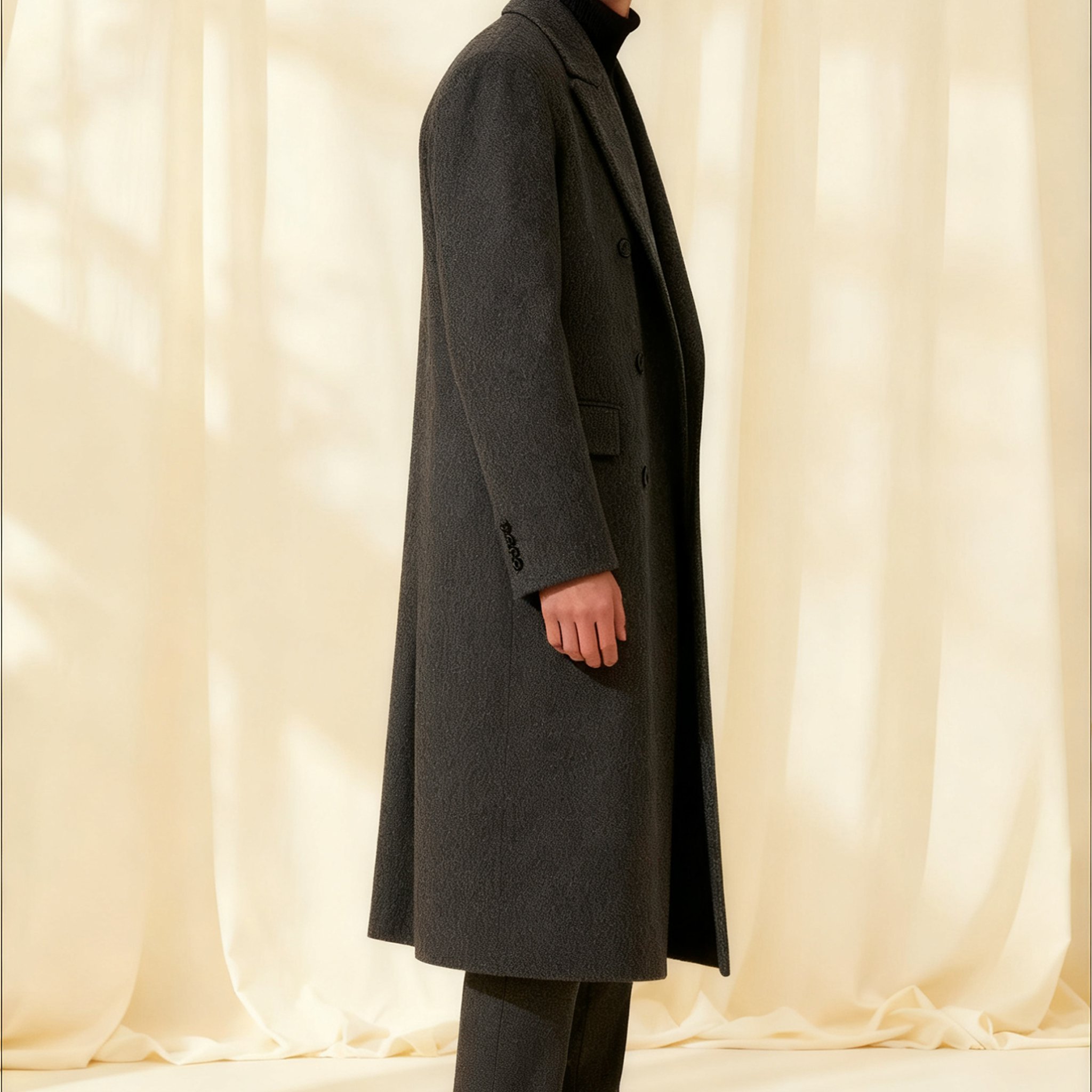 블랙 분위기 롱코트 