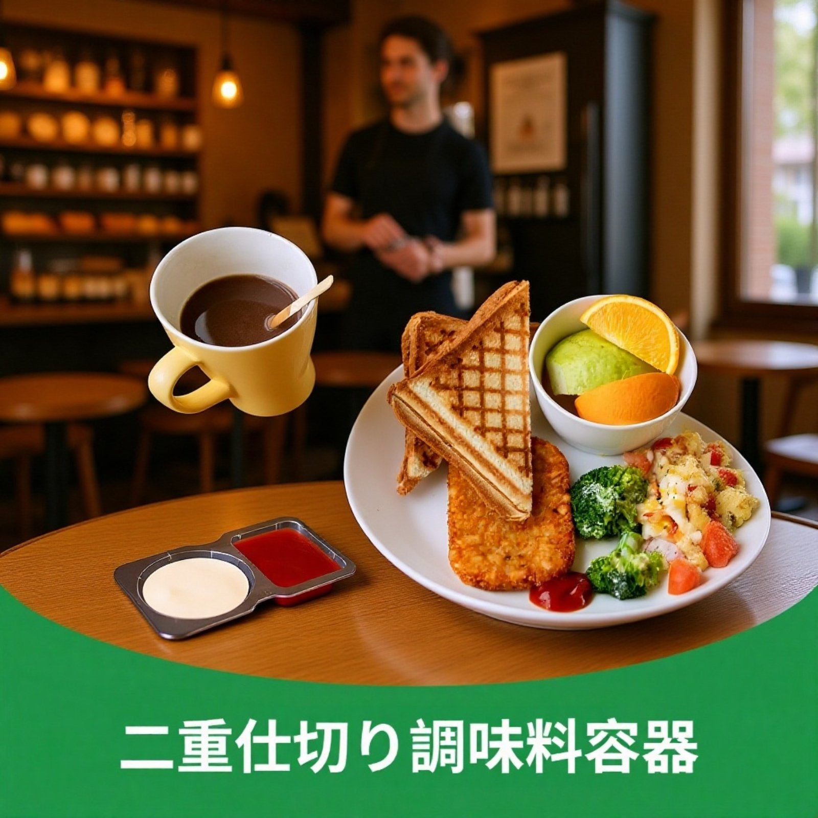 二室調味料容器 分割カップ 使い捨てプラスチックボックス